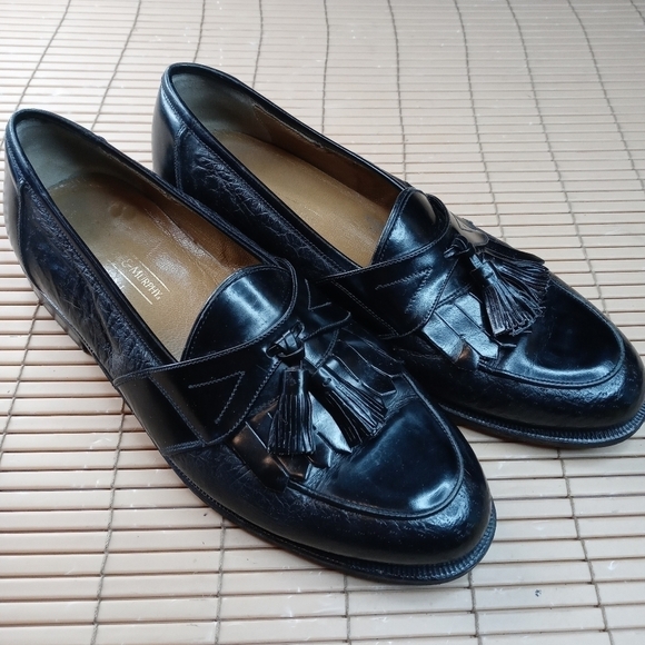 Johnston Murphy Domani Black Leather kiltie tassel Loafer made in Italy … - Picture 2 of 11